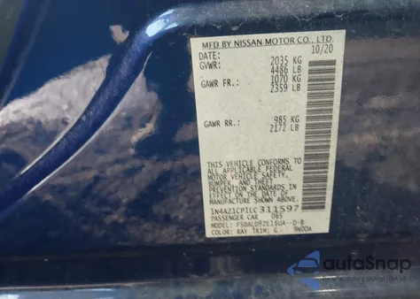 2020 Nissan Leaf Sv 40 Kwh из США, поврежденный, VIN 1N4AZ1CP1LC311597